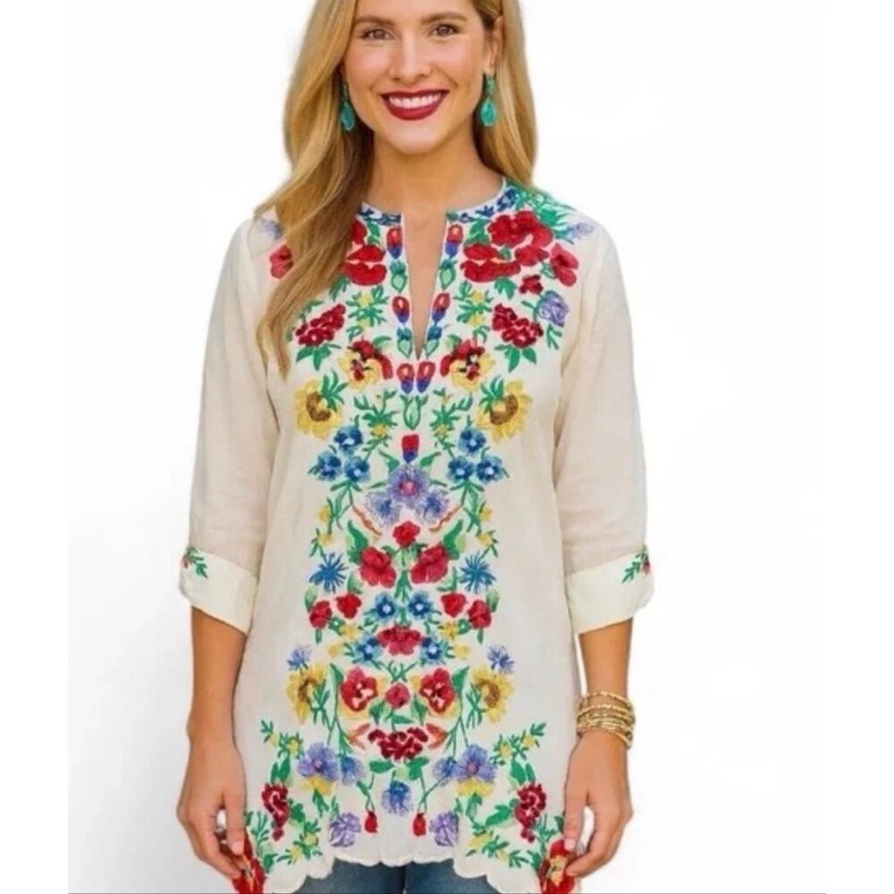 Johnny Was Gala Embroidered Boho Tunic Women’s Size XXL